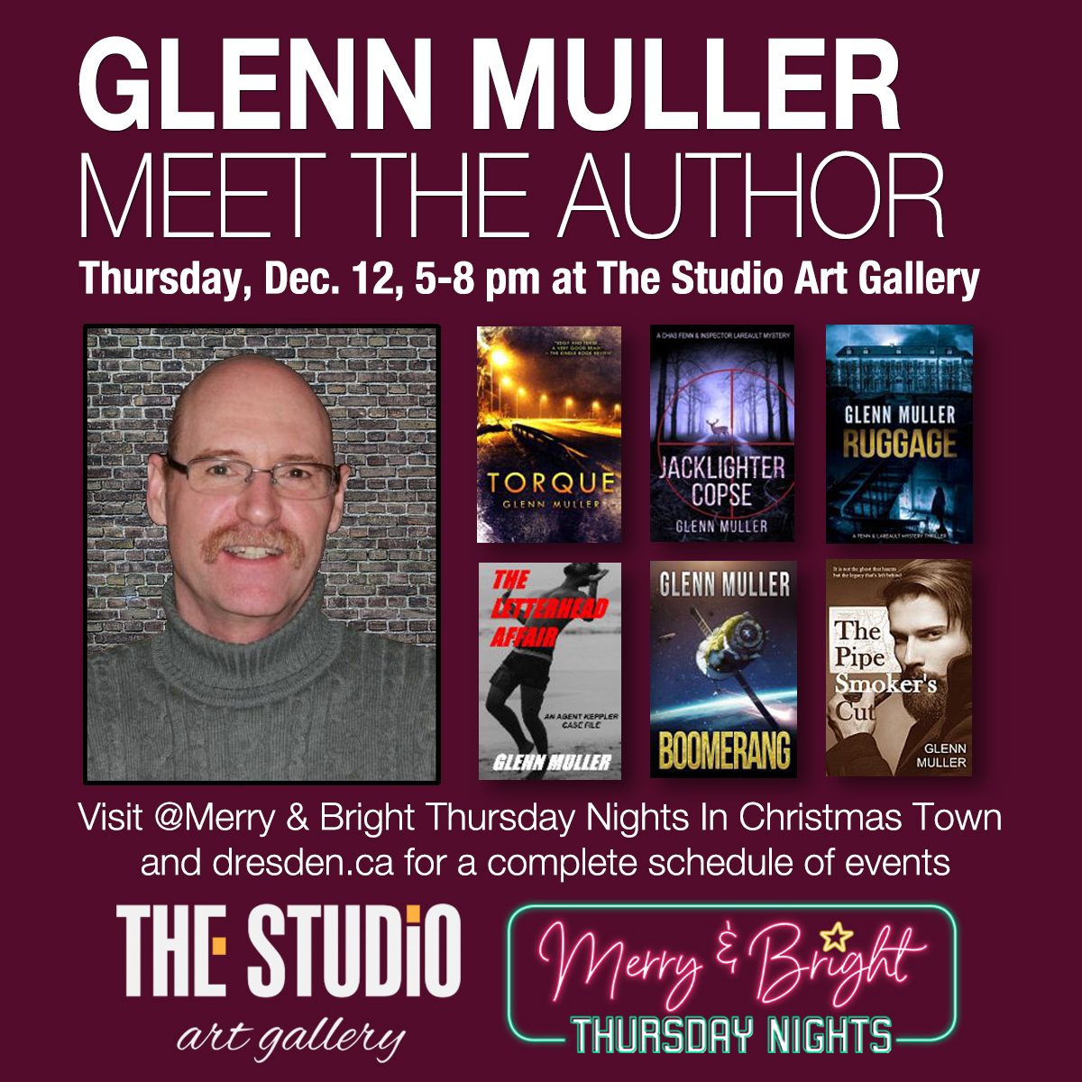 Local Author, Glenn Muller at The Studio Art Gallery December 12